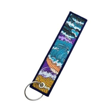 Imagem de Chaveiro JDM Racing Hokkaido Waves Bordado Em Nylon Para Moto E Carro 