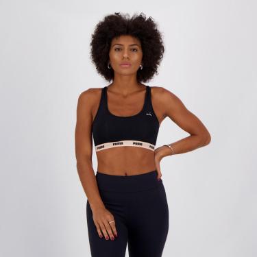 Imagem de Top Nadador Puma Basic Preto e Rosa-Feminino