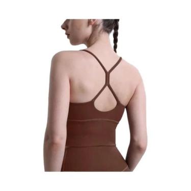 Imagem de Top Esportivo Feminino Sexy Com Costas Cruzadas Em Cor Sólida Para Yog