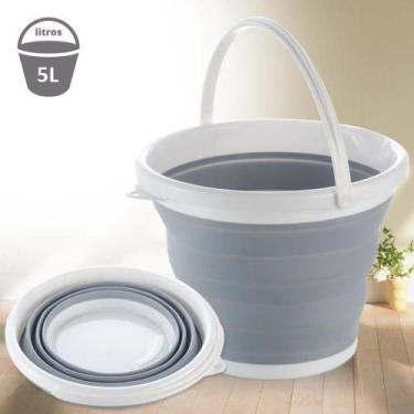 Imagem de Balde de Silicone Dobrável Retrátil Flexível 5 Litros - Utimix