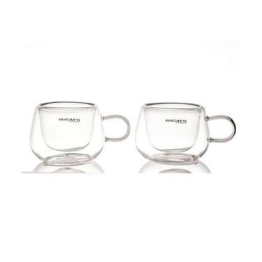 Imagem de Conjunto 2 Xícaras de Café de Parede Dupla Bugatti com Alça 100ml - PR