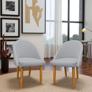 Imagem de Kit 04 Cadeiras Decorativa Estofada Para Sala Recepção Cozinha Lua Star Veludo Cinza Claro Eli Móveis E Decoração
