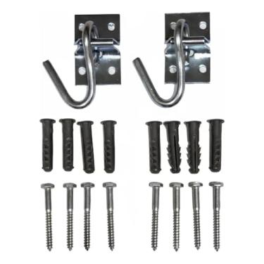 Imagem de Gancho Armador para Rede De Dormir Descanso Aço Inox 1 Par com parafuso e buchas