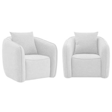 Imagem de Kit 02 Poltronas Decorativas Sala De Estar Recepção Florença Bouclé - Adj DeBranco