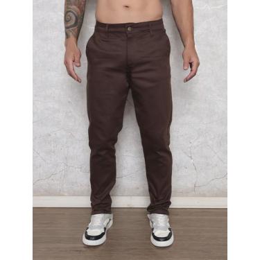 Imagem de Calça Alfaiataria Slim Masculina Estampa Geométrica - - WJR, Marrom, 4
