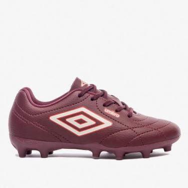 Imagem de Chuteira Infantil Campo Umbro Class Footballer Unissex, Vinho, Branco,