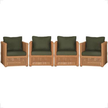 Imagem de Kit 4 Poltronas Madri Alumínio Corda Náutica Estofado Terracota Trama Original