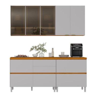 Imagem de Armário De Cozinha Completa 7 Portas 5 Gavetas Lais Madeirado/Fendi - 