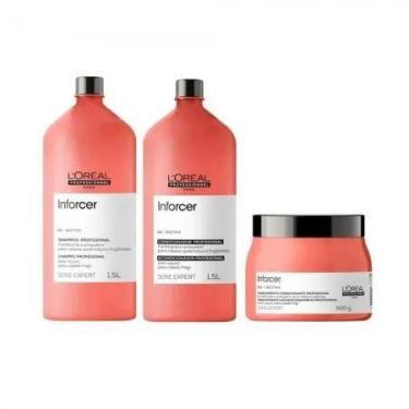 Imagem de Trio loreal inforcer shampoo e condicionador 1500 ml e máscara 500 g -