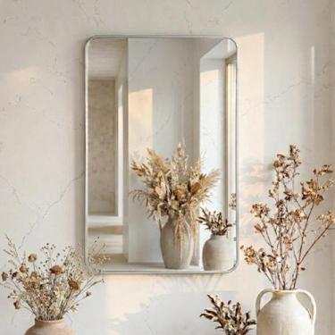 Imagem de Espelho Grande Decorativo Banheiro e Sala Retangular Dourado com Moldu