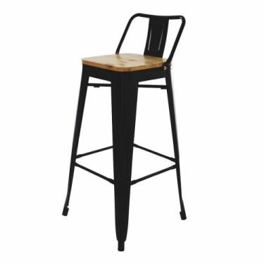 Imagem de Banqueta Alta com Assento de Madeiras Tolix Preto - Cadeiras INC, Pret