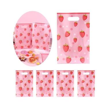 Imagem de Sacolas De Presente Rosa Morango Margarida Pata De Cachorro 10 20 50pç