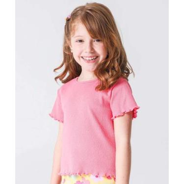 Imagem de Blusa Infantil Canelada Manga Curta Marisa Tam 4 a 10 -62011, 8, Rosa