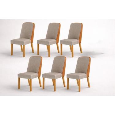 Imagem de Kit 6 cadeiras maciça de Jantar Estofada Iza- Arbo Design - Domus Móve