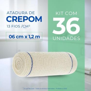 Imagem de Atadura Crepom Faixa Bandagem Elástica 06cmx1.2m Kit 36 Un - TEXMED