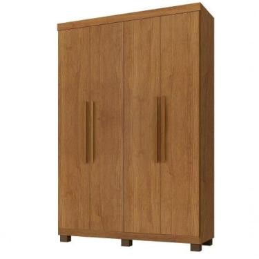 Imagem de Guarda Roupa Casal Roupeiro Milão 4 Portas de Bater 3 Gavetas Cinamomo