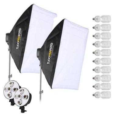 Imagem de Kit Softbox 50x70 Iluminação para Estúdio + 10 Lâmpadas - 220v - TPFOT