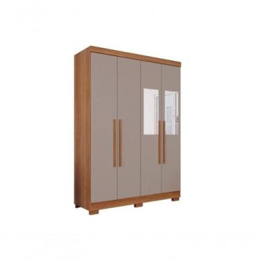 Imagem de Guarda Roupa Solteiro Recife 4 Portas 2 Gavetas Cinamomo-off White MDP