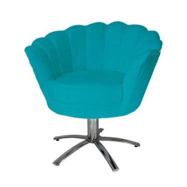 Imagem de Conjunto 2 Poltronas Estofada Com Base Giratória de Metal Pétala Velud