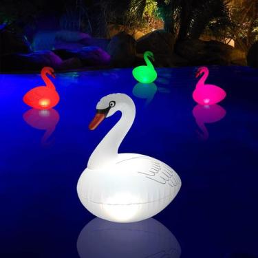 Imagem de Luzes de piscina flutuantes Goallim Swan impermeáveis movidas a energi