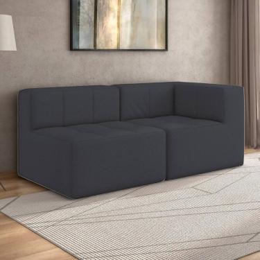 Imagem de Sofá Modulado Na Caixa 2 Lugares 154cm Espuma D33 Multimóveis CR45352 Grafite