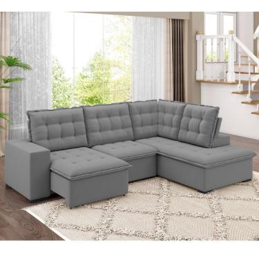 Imagem de Sofá De Canto Retrátil E Reclinável 4 Lugares 310cm Multimóveis CR45347 Cinza