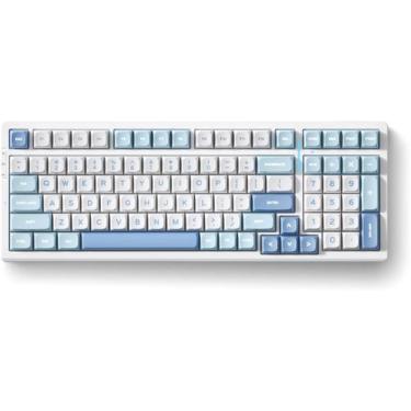 Imagem de Teclado para jogos sem fio MCHOSE G98 PRO com tri-mode azul e branco
