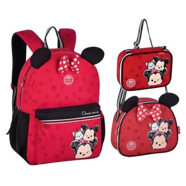 Imagem de Kit Mochila Escolar Infantil + Lancheira + Estojo Minnie Mouse Tsum Ts