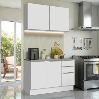 Imagem de Armário de Cozinha Compacta 120 x 60 cm Branco/Branco Veludo Lux Mades