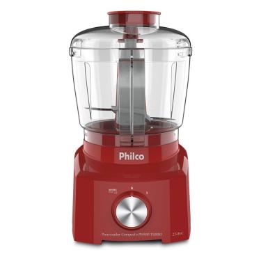 Imagem de Processador de Alimentos Philco PH900V Turbo Compacto 250W Vermelho 110V com Acessórios