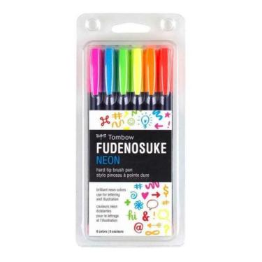 Imagem de Est Canetas Fudenosuke Neon Colors C/6 Cores Tombow