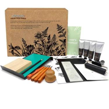 Imagem de Kit de Xilogravura Xenolog Deluxe com Tinta e Ferramentas de Entalhe