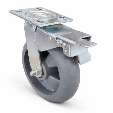 Imagem de Rodízio Giratório 8x2 com Freio On-Off 220kg Industrial Roda Perfoma Cinza
