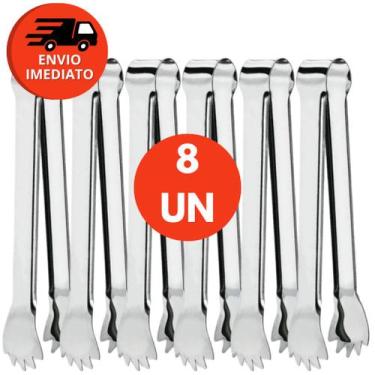 Imagem de Pegador De Gelo Premium Aço Inox 18,5cm Pinça Com Garra Bar Drinks Pro