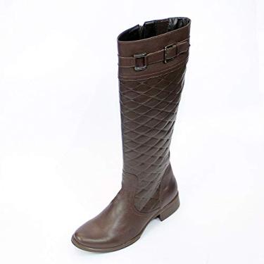 Imagem de bota feminina montaria, em legitimo couro bovino, tipo latego, forrada em tecido espumado, solado de borracha modelo 208 (33, CAFE)