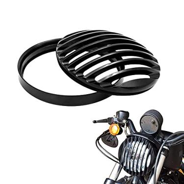Imagem de Alpha Rider Capa de grade de farol de alumínio preta 14 cm para Sportster Roadster XL1200R XL883 883 Custom XL883C/XL1200C Low XL883L/XL1200L Iron 883 XL883N