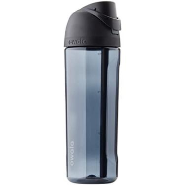 Imagem de Owala FreeSip Garrafa de água de plástico transparente Tritan com canudo, garrafa de água esportiva sem BPA, ótima para viagens, 740 ml, muito, muito escura
