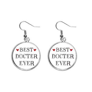 Imagem de Brinco feminino com pingente de prata e frase Best Doctor Ever