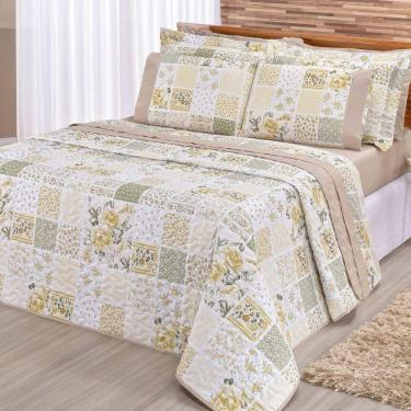 Imagem de Cobre Leito Requinte Caqui Solteiro Dupla Face 02 Peças