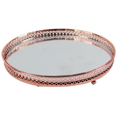 Imagem de Bandeja Craw Redonda Espelhada de Metal Cobre – 20,5cm