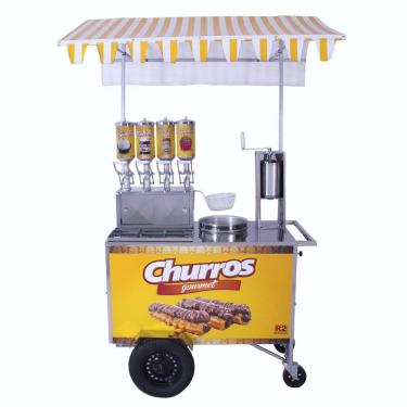 Imagem de Carrinho de Churros Gourmet R2 4 Doceiras e Masseira Fuso Inox R0076