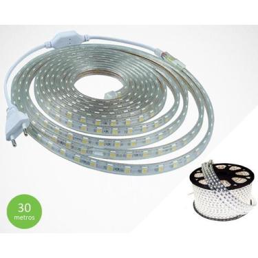 Imagem de Fita Mangueira Led 5050 Branco Frio 110V 30M + Adaptador - Green Age