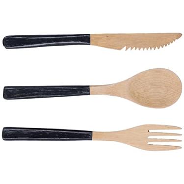 Imagem de Conjunto de talheres, conjunto de talheres de madeira japonês, seguro, resistente ao desgaste, alta dureza, fácil de usar na cozinha (preto)