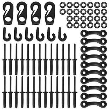 Imagem de Wemay Kit de laços para convés de bungee caiaque Almofada de amarração Loops para convés oculares Kit de rebites para caiaques canoas