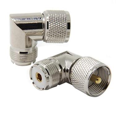 Imagem de UHF PL-259 macho para UHF PL-259 fêmea em forma de L ângulo direito 90 graus, 2 Pack