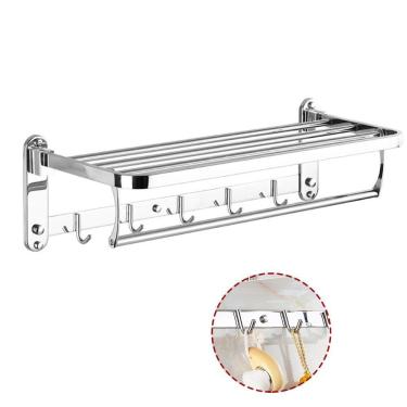 Imagem de Toalheiro Varal Roupa Prateleira Inox Suporte Porta Toalha Gancho Armazenamento Lavandeira Banheiro Hotel Casa Pousada Multiuso