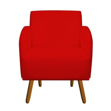 Imagem de Poltrona Decorativa Laura Pés Palito Suede Vermelho