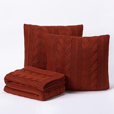 Imagem de Kit Peseira Manta Sofa Cama King 260x60cm + 2 Capas de Almofada Tricot Viena