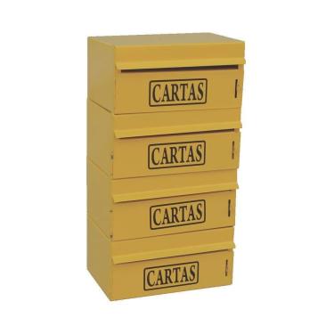 Imagem de Caixa Correio Condomínio Frontal Para Muro Amarela 4 Módulos