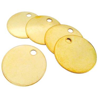 Imagem de CH Hanson Metal Stamping Blanks – Etiquetas em branco de 3,8 cm com furos, nome e etiquetas de animais de estimação, equipamento de etiqueta – Modelo 1098B, latão de calibre 18 durável (100 unidades)